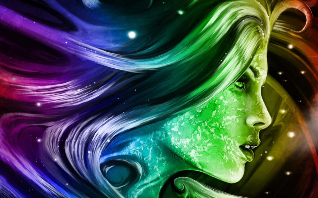 Enchanting 3D Fantasy Wallpaper: Ethereal Figure in Vivid Landscape