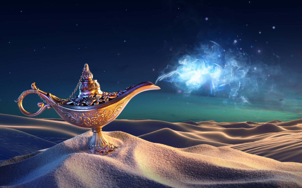 Aladdin's Magical Lamp Wallpaper: Enchanting Starry Dune Background
