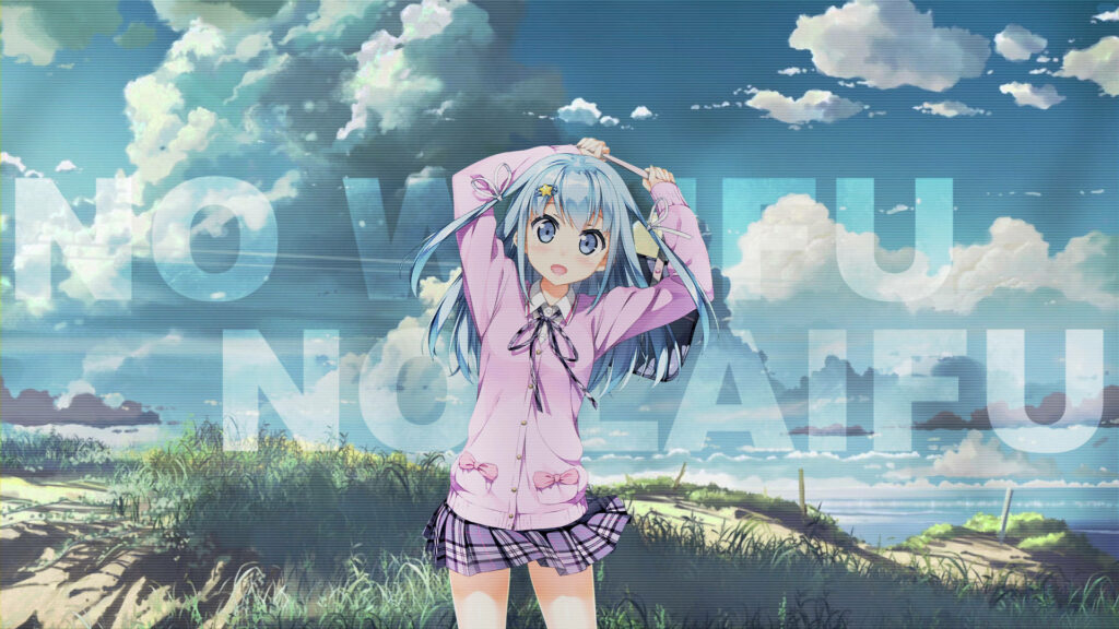 Magical Waifu in a Pink Dress: Innocence in the Meadow Wallpaper