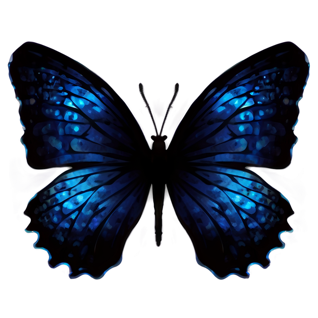 Glowing Blue Butterfly Wallpaper: Ethereal Beauty on Dark Background