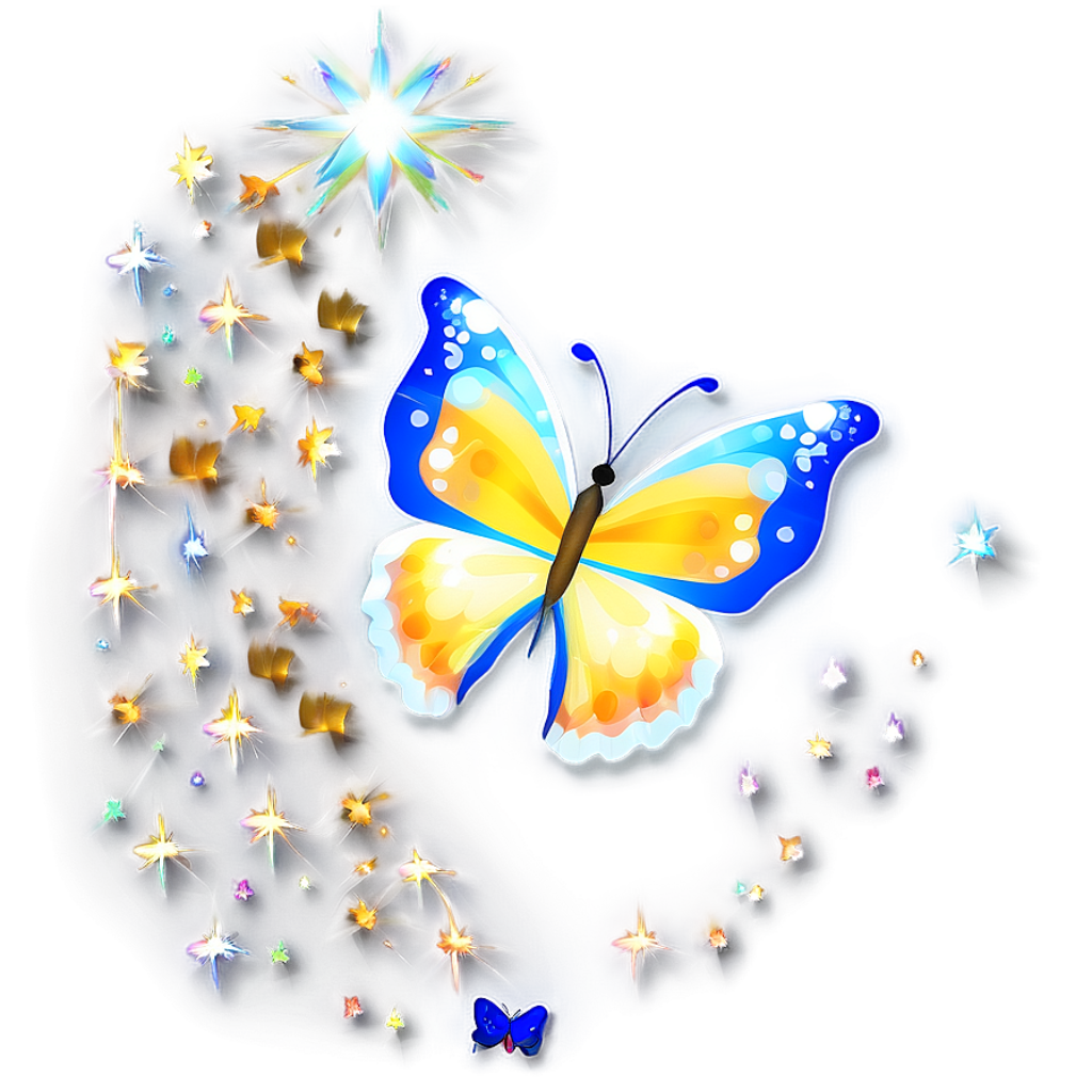 Glowing Butterfly Wallpaper: Vibrant Blue & Yellow Dreamscape