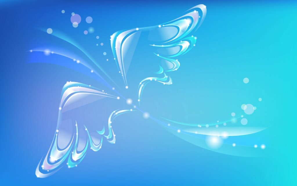 Stylized Butterfly Wallpaper: Ethereal Flight on Bright Blue Background