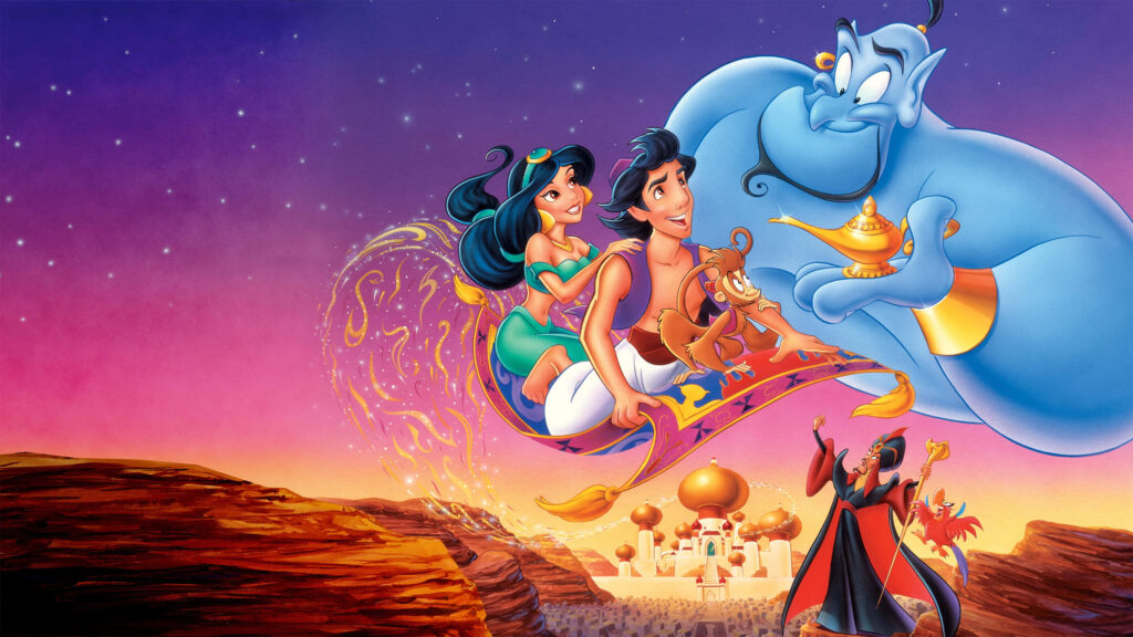 Magical Aladdin & Jasmine Carpet Ride - Enchanting Wallpaper