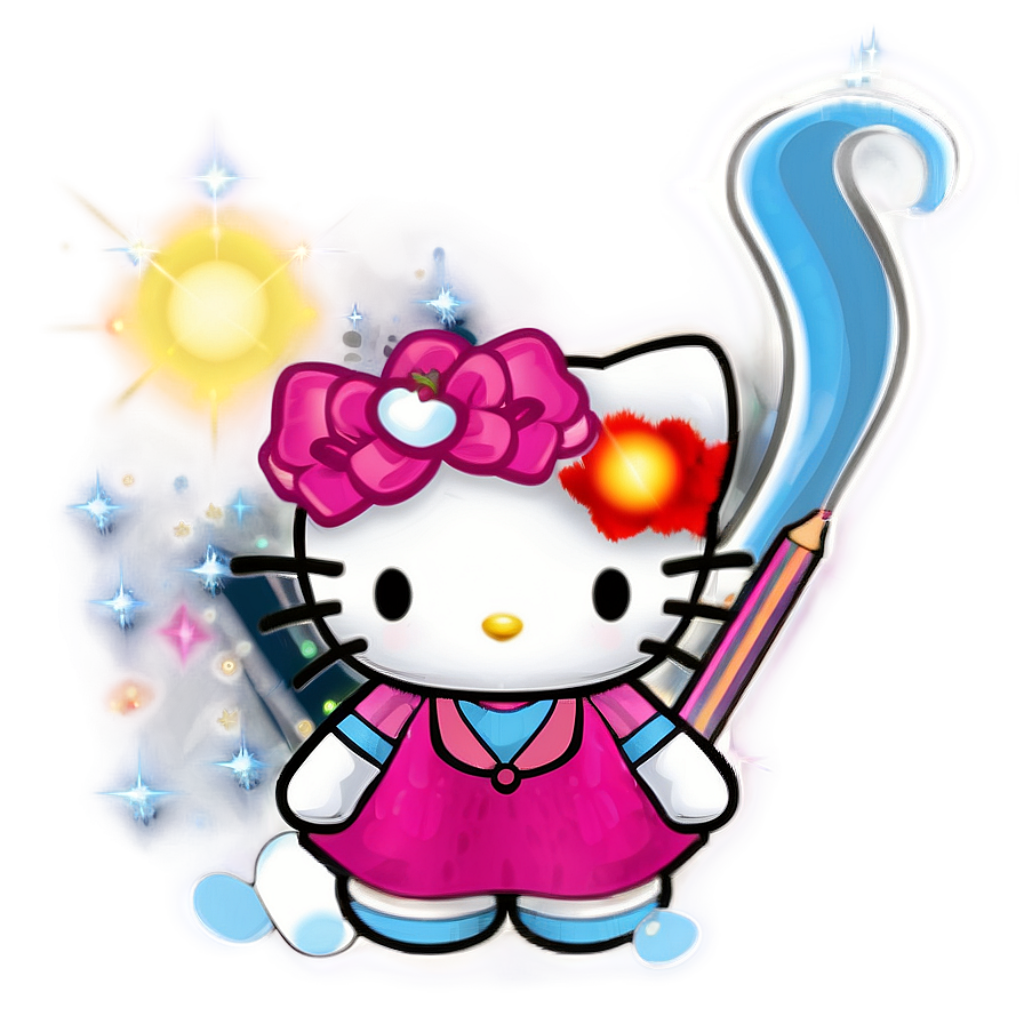 Magical Cartoon Cat Wallpaper: Cute Character on Starry Background