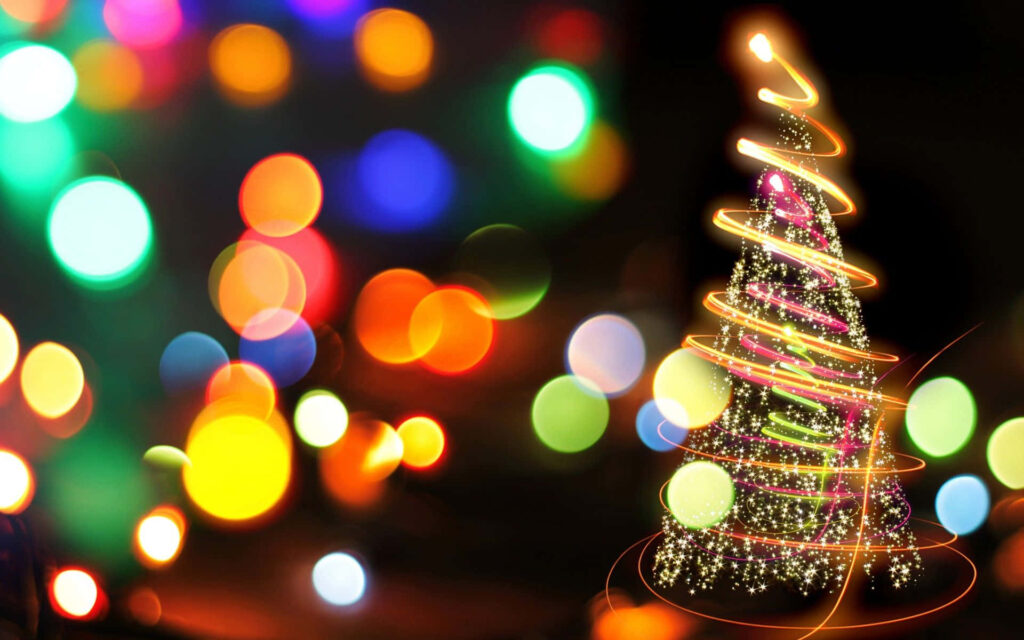 Magical Christmas Tree Wallpaper with Glowing Holiday Lights