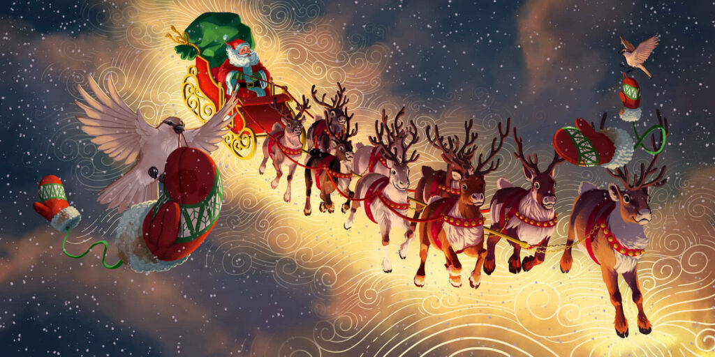 Magical Christmas Wallpaper: Santa’s Sleigh & Starry Night Sky