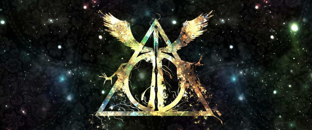 Magical Deathly Hallows Wallpaper with Cosmic Effects