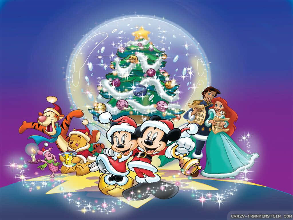 Magical Disney Holiday iPad Wallpaper: Mickey, Pooh & Ariel Festivities