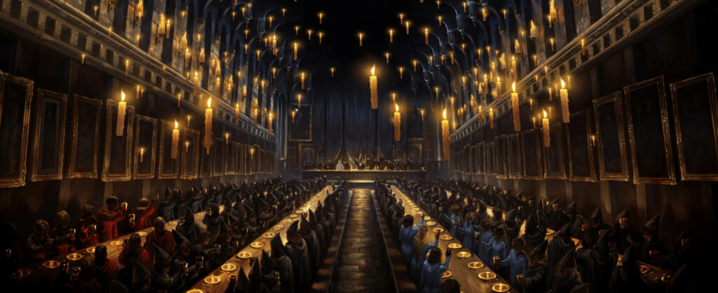 Enchanting Great Hall Wallpaper with Floating Candles - Harry Potter