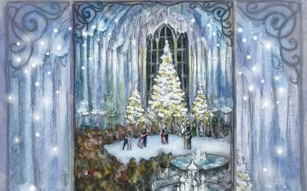 Magical Harry Potter Holiday Scene Wallpaper - Enchanting Winter Background