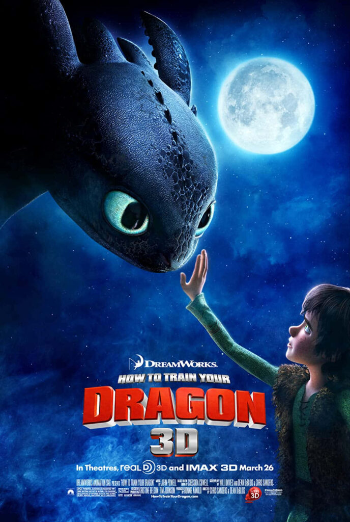 3D Wallpaper of Hiccup & Toothless Under a Glowing Full Moon