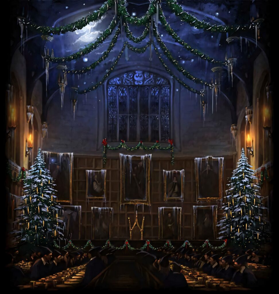 Enchanting Hogwarts Great Hall Holiday Wallpaper Background