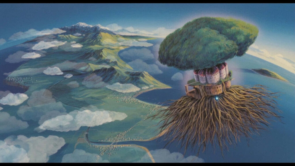 Enchanting Laputa Castle in the Sky Wallpaper: Floating Magic Scene