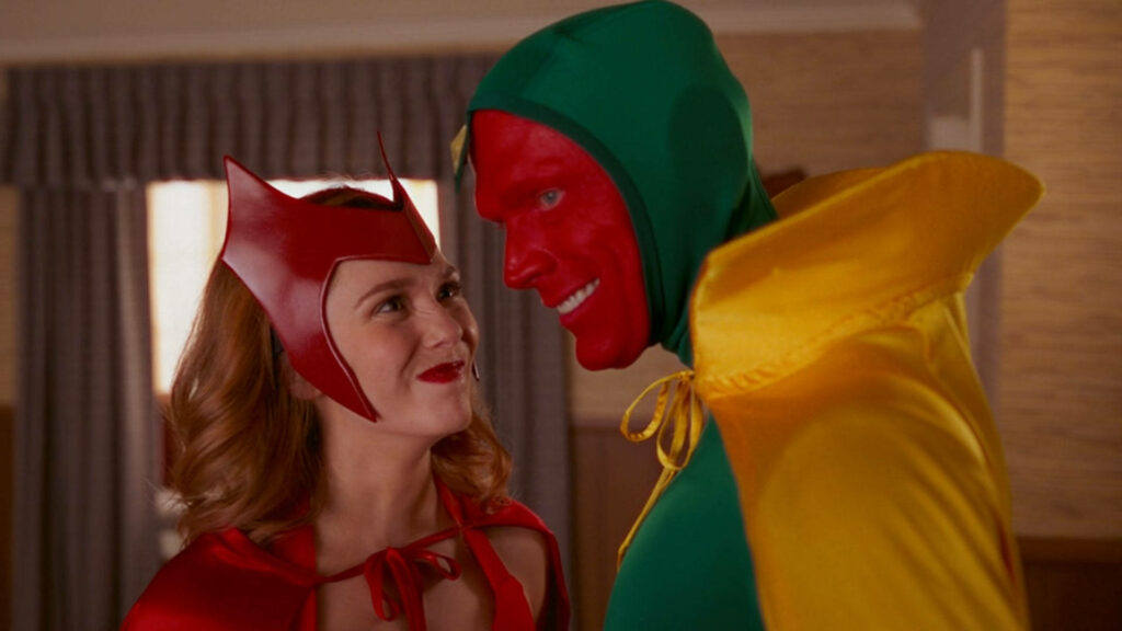 Iconic Couple Wanda and Vision Channel The Wizard of Oz in Fabulous Halloween Outfits - Wandavision Background Photo Wallpaper