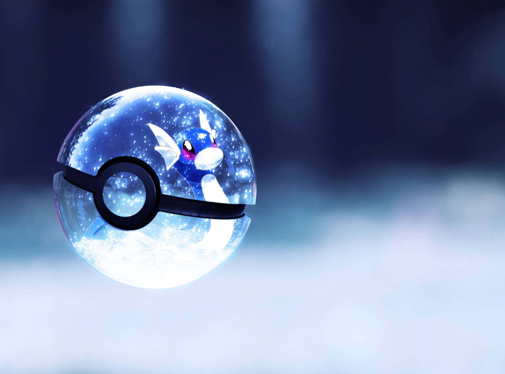 Magical Pokémon Go Wallpaper: Dratini in a Dreamy Poké Ball Scene
