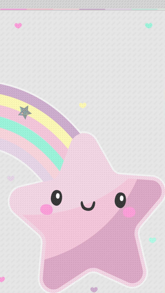 Whimsical Rainbow Star: A Playfully Cute iPhone Lock Screen Background Wallpaper