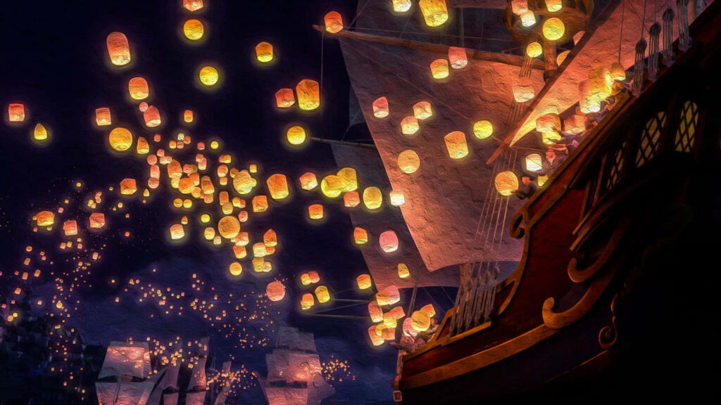 Magical 'Tangled' Lantern Scene | Enchanting Wallpaper Background