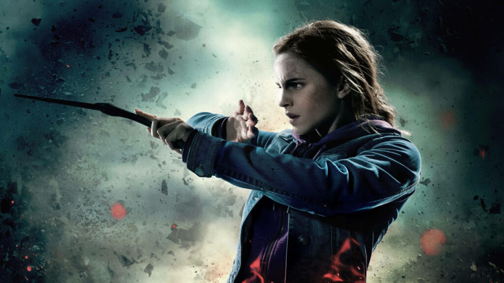 Magical Hermione Granger Casts a Spell in Deathly Hallows Wallpaper