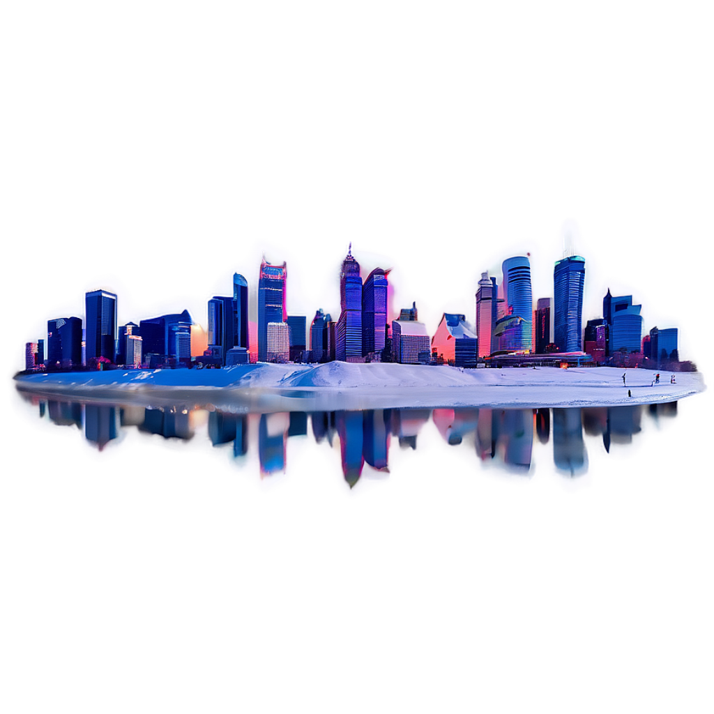 Magical Winter Cityscape Wallpaper: Modern Skyscrapers & Serene Snow