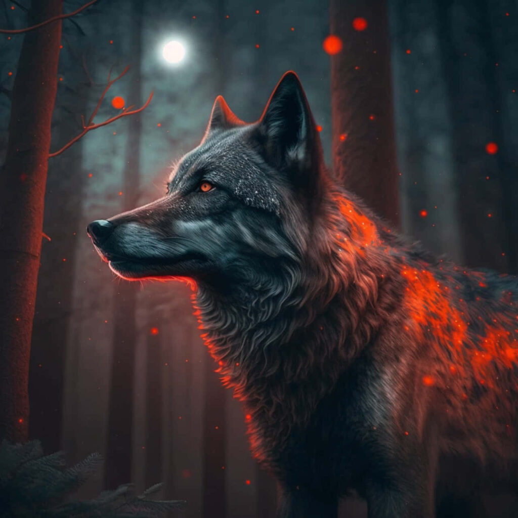 Lone Wolf in Snowy Wilderness - Mystic Moonlit Background Wallpaper