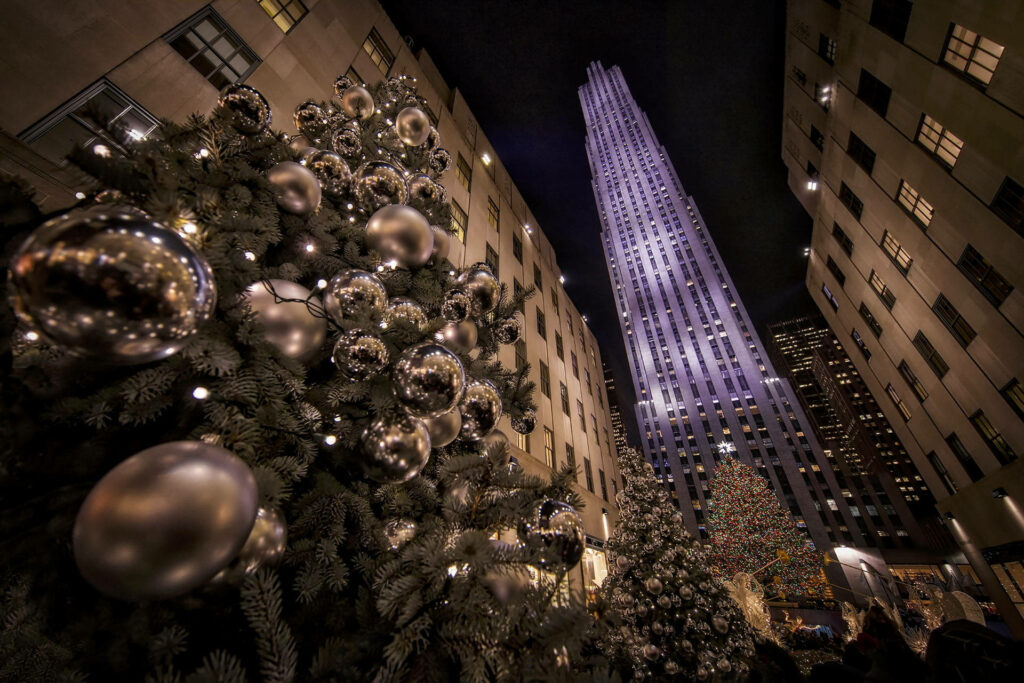 Magical Worm’s-Eye View of Rockefeller Center’s Holiday Splendor Wallpaper