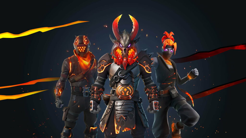 Fierce Magma Masters Engage in Epic Fortnite Battle: A Stunning HD Wallpaper
