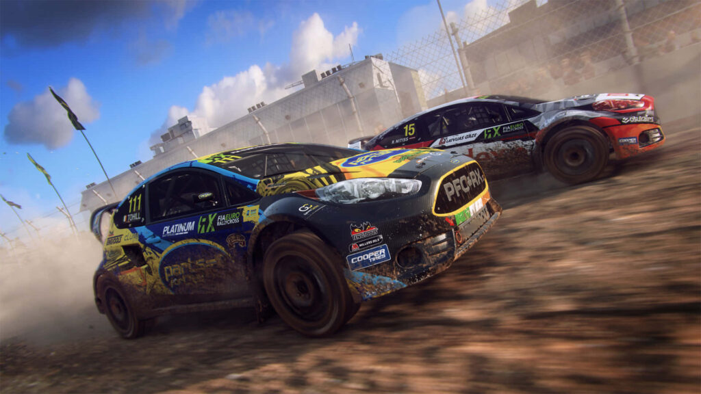 Dirt Rally Race: High-Speed Action with Power Sliding Rally Cars in Dusty Corner Wallpaper