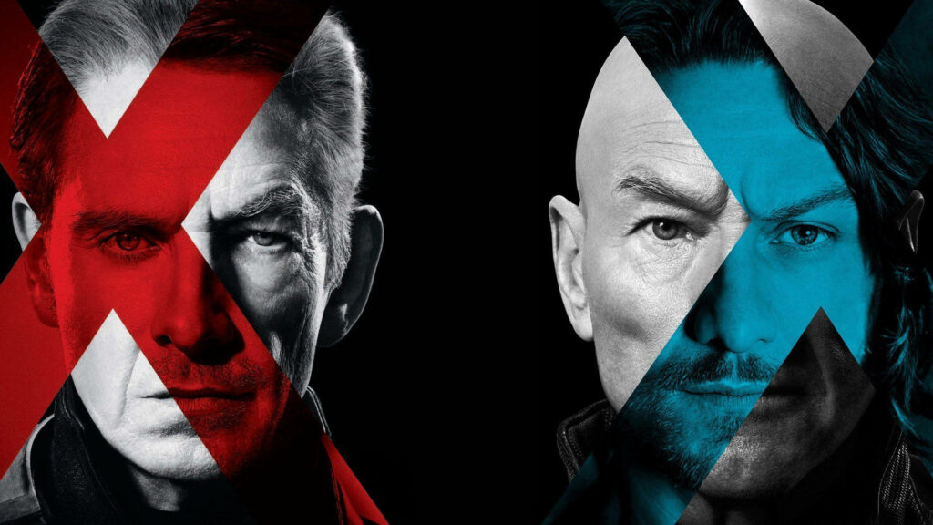 Contrasting Magneto & Professor X Wallpaper: Bold Red & Blue Design