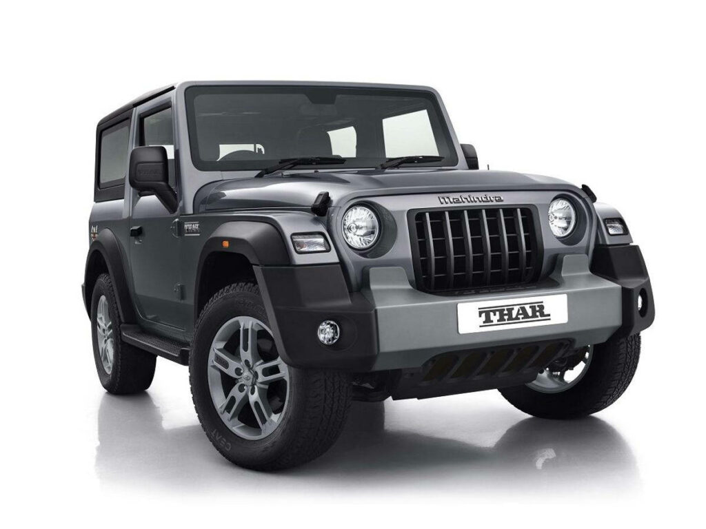 Mahindra Thar 2021 grey black off-road SUV wallpaper showcasing rugged elegant design and adventure