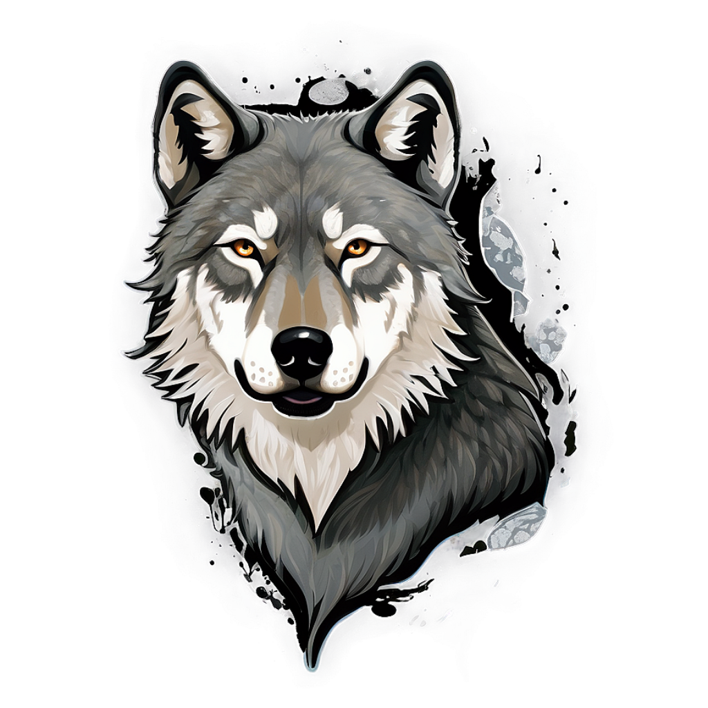 Majestic Alpha Wolf Illustration Wallpaper: Intense Gaze & Detail