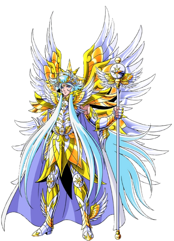 Anime Angel Warrior Wallpaper: Golden Wings & Celestial Background