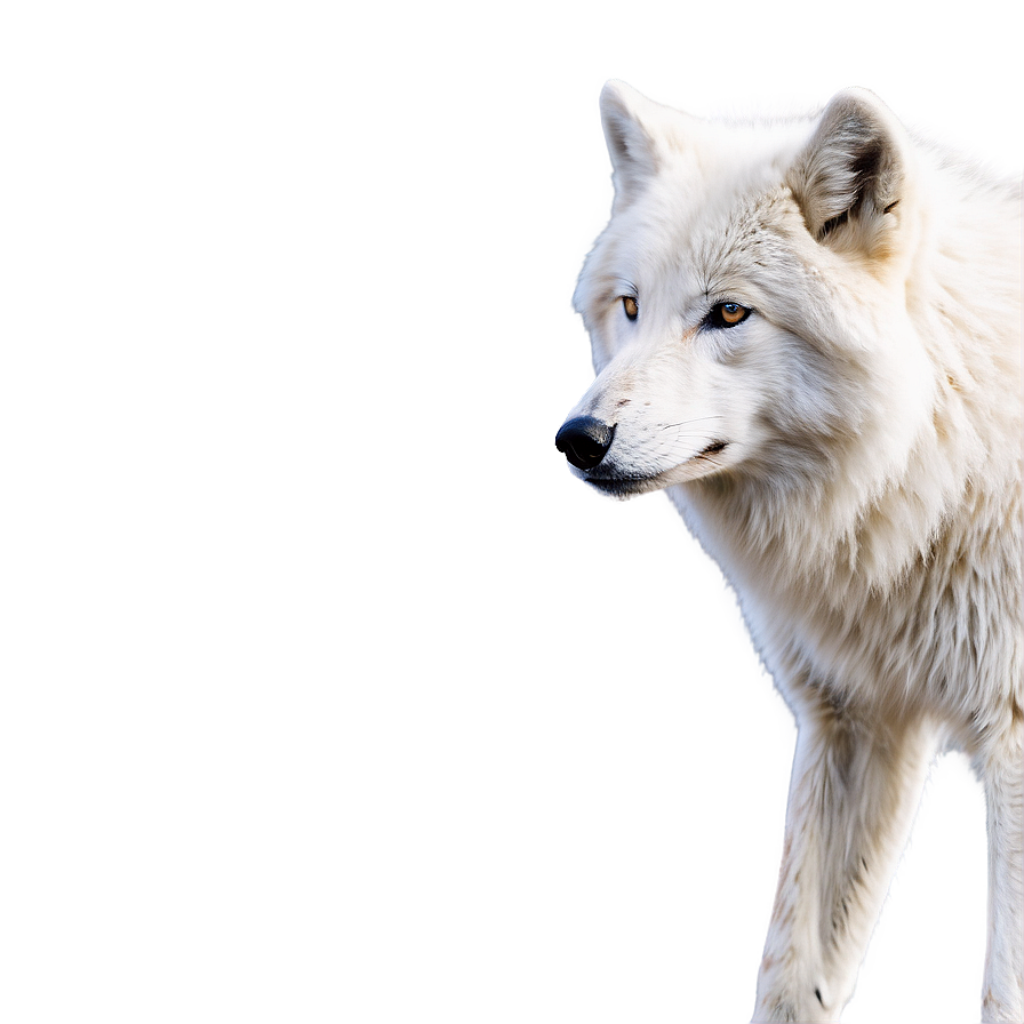 Majestic Arctic Wolf Wallpaper: Stunning White Fur on Neutral Background
