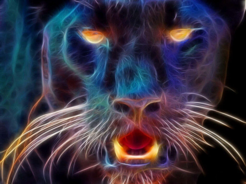 Regal Black Panther Abstract Wallpaper: Majestic Colorful Design