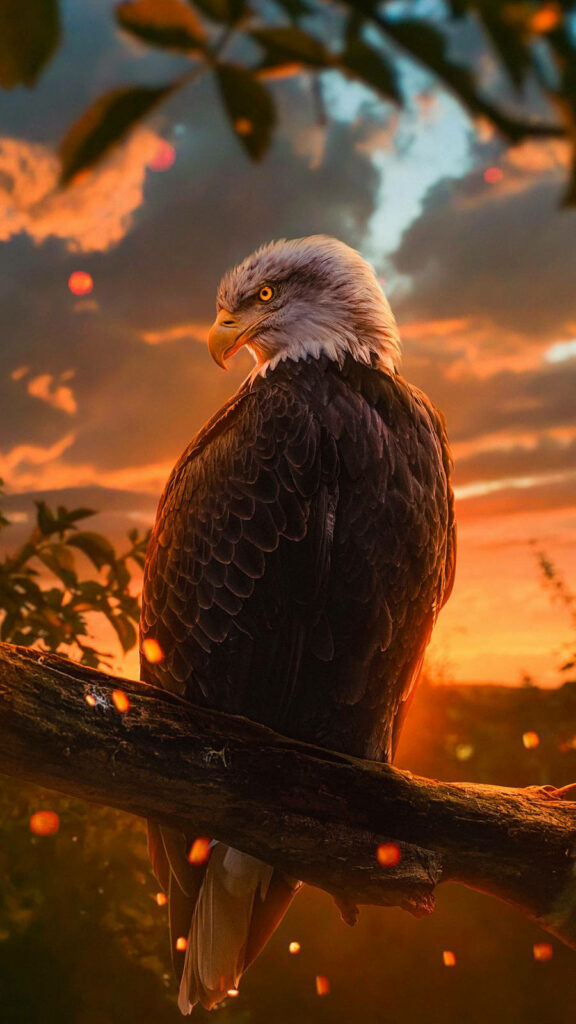 Majestic Perch: HD Wallpaper Showcasing a Regal Brown Eagle on a Tree