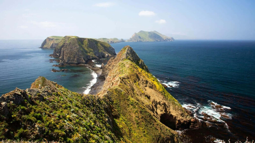 Majestic California Island Wallpaper: Rugged Cliffs & Serene Sunset