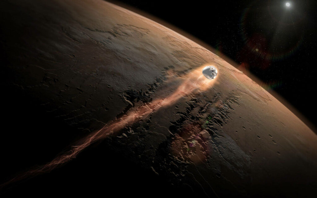 Epic Arrival: Mars Embraces the Advent of a Spacecraft Wallpaper