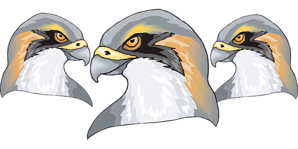 Majestic Eagle Heads Triptych Wallpaper: Vibrant & Detailed Art