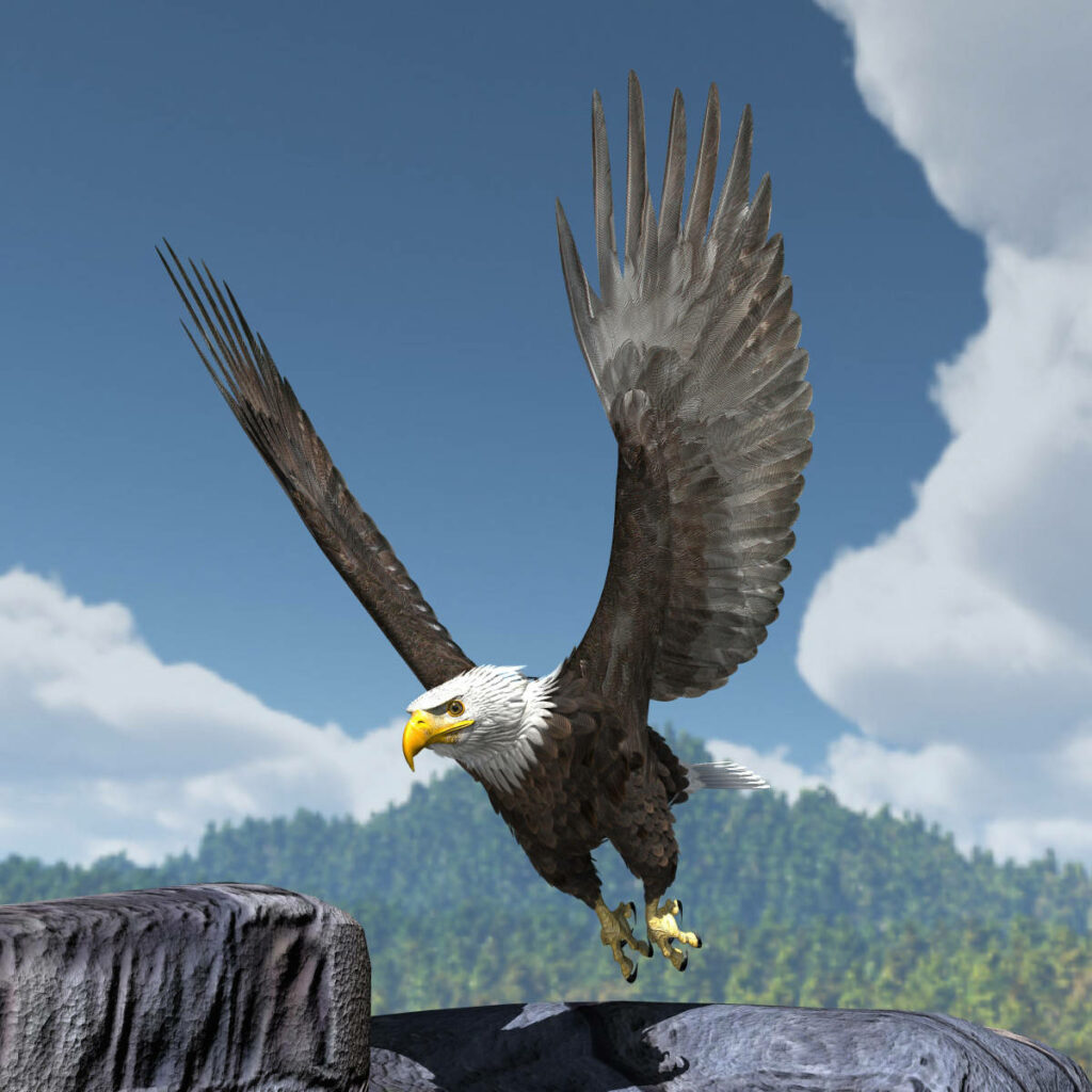 Majestic Eagle Soaring Above Rugged Mountains - Nature's Freedom Wallpaper