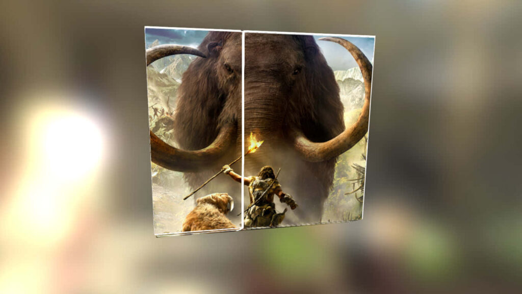 Majestic Mammoth Poster Anchoring Stunning Far Cry 4 Background: A Captivating Snapshot in 1366x768 Resolution Wallpaper