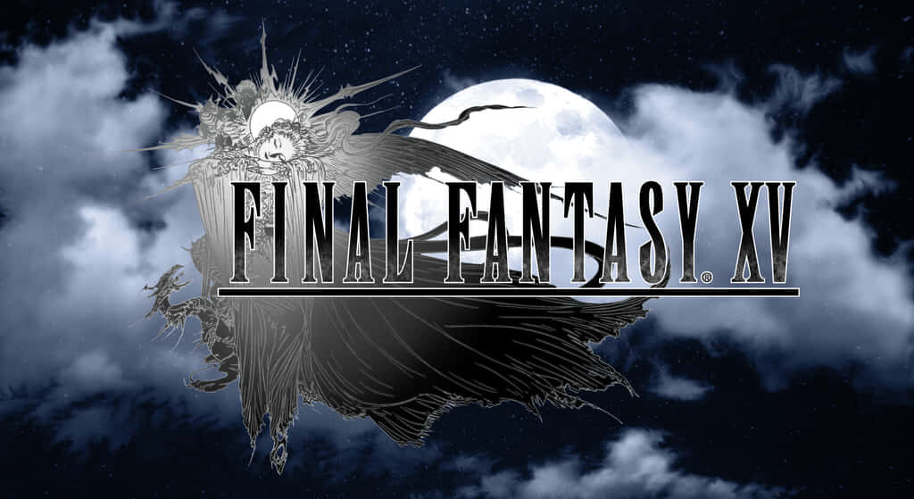Fascinating Moonlit Enchantment: Final Fantasy XV's Majestic Logo Shines through a Captivating Opaque Scrim Wallpaper