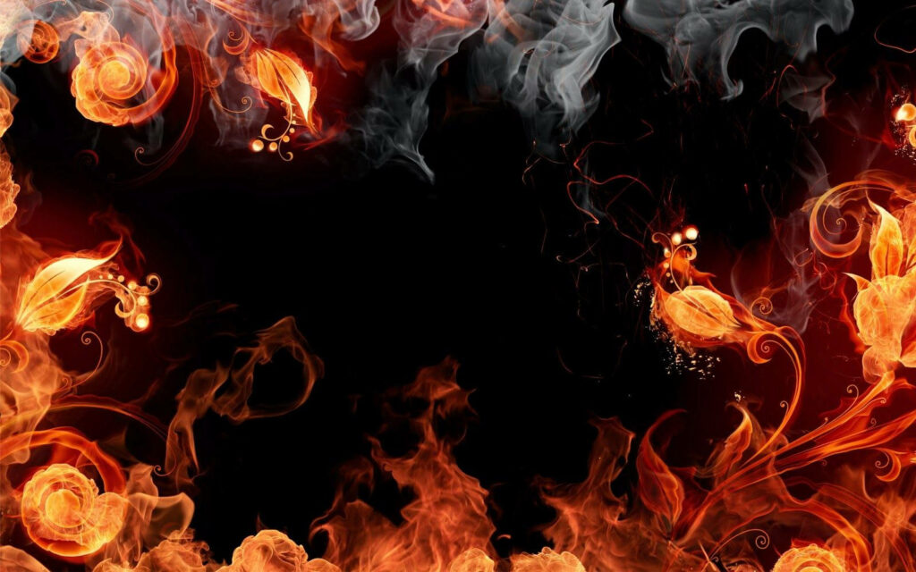 Fiery Brilliance: Captivating and Bewitching Flames Embrace the Verdant Splendor Wallpaper