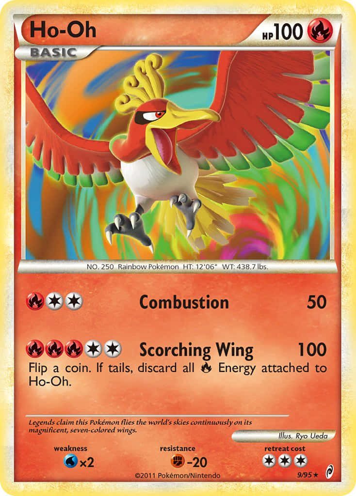 Ho-Oh Pokémon TCG 2011 wallpaper by Ryo Ueda vibrant fiery wings abstract rainbow background