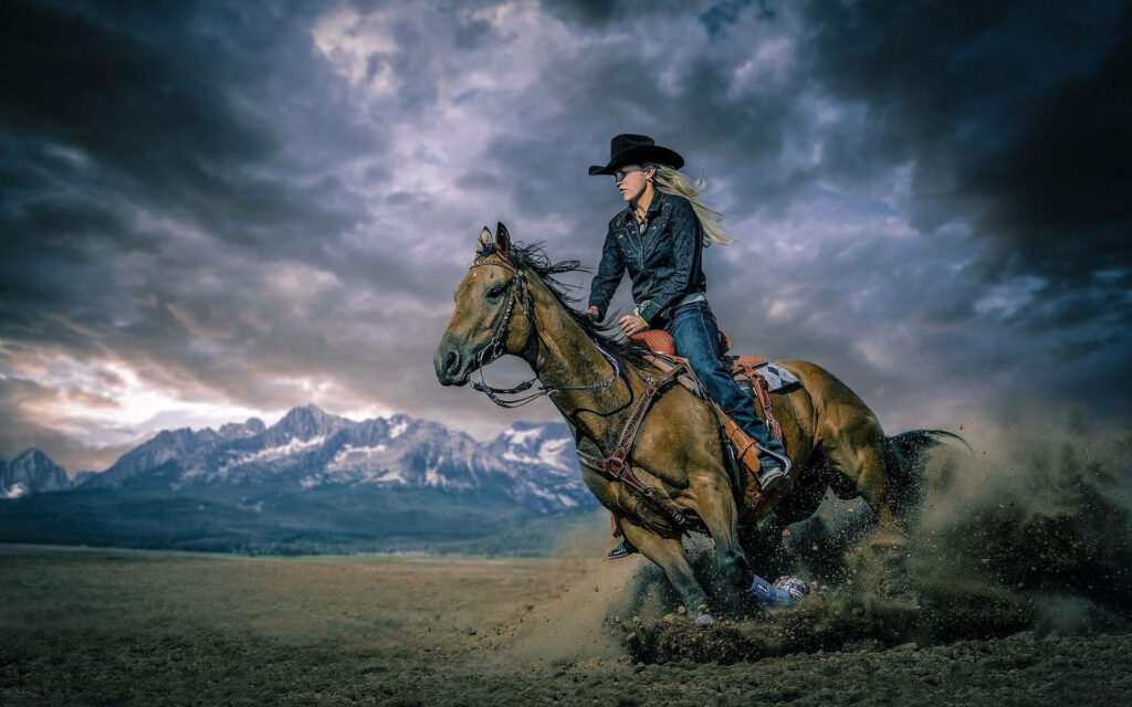 Galloping into Majestic Horizons: A Breathtaking HD Horse Riding Adventure Wallpaper