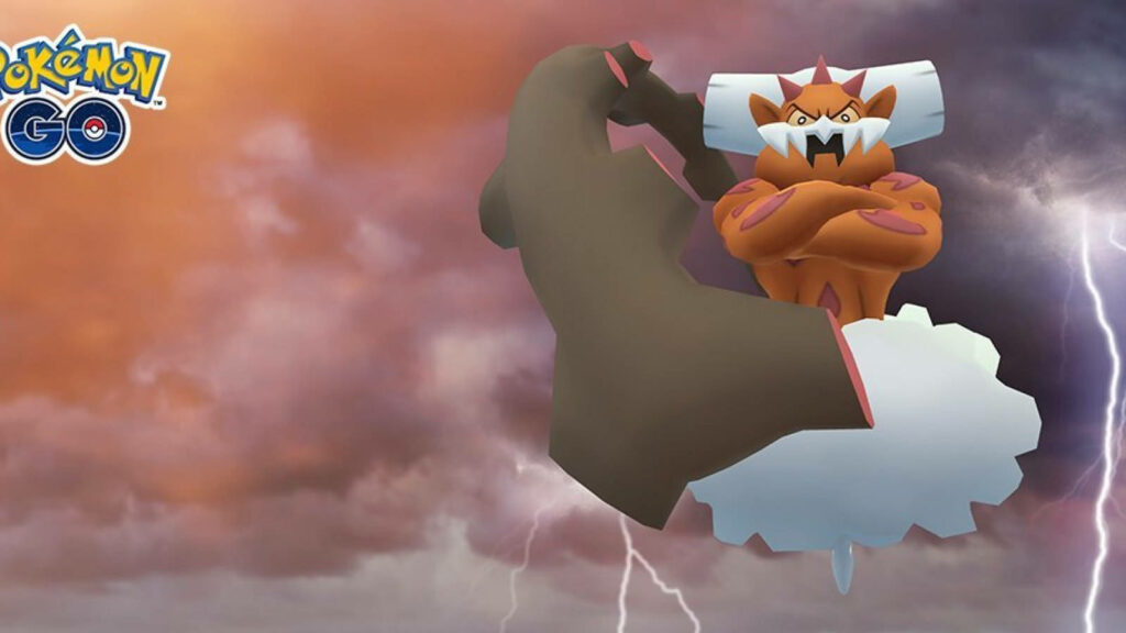 Epic Landorus Wallpaper: Legendary Pokémon Against Dramatic Sky