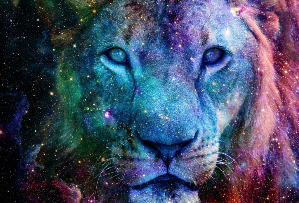 Majestic Lion Galaxy Wallpaper: Cosmic Adventure Background