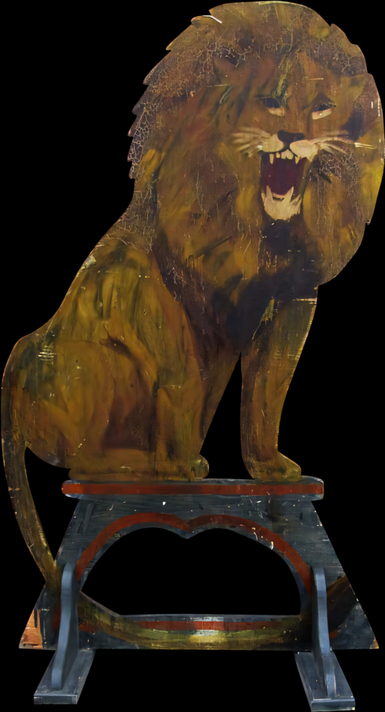 Majestic Lion Sculpture Wallpaper: Fierce & Regal Artwork Design