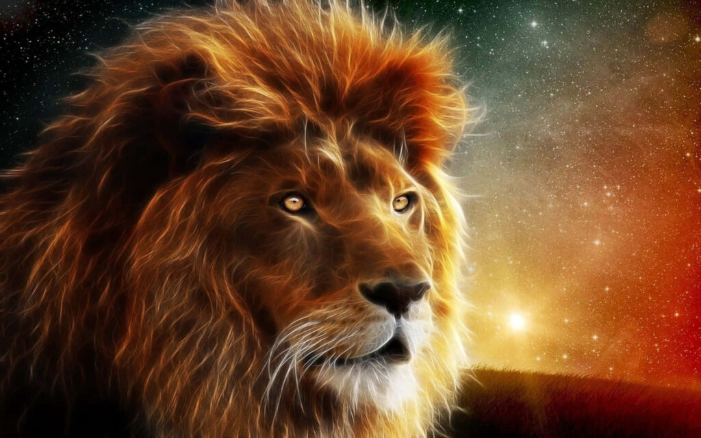 Majestic Lion Cosmic Wallpaper: Awe-Inspiring Abstract Design