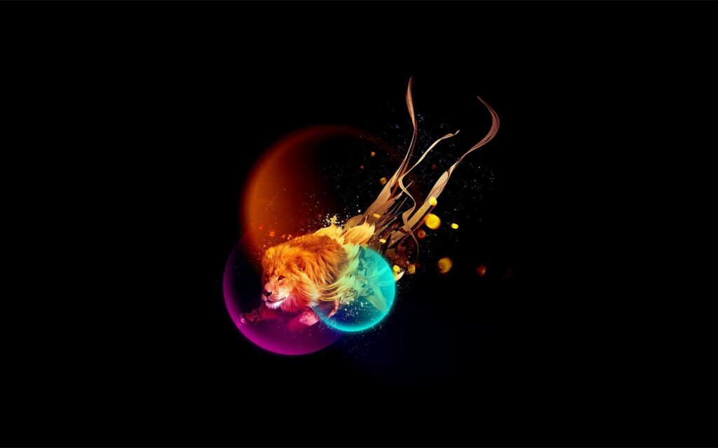 Majestic Lion Wallpaper: Vibrant Colors & Surreal Light Effects