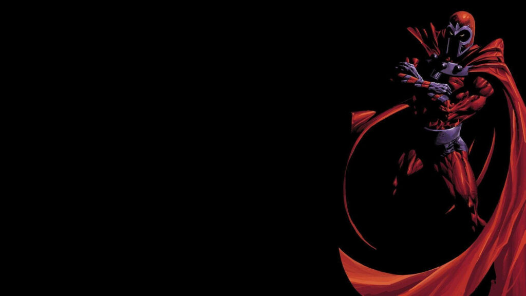 Magneto's Majestic Cape Commanding Attention on a Sleek Black Canvas Wallpaper