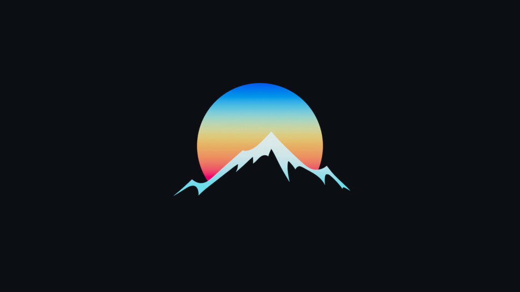 Moonlit Mountains: A Minimalist Vector Artwork with Gradient 4K Wallpaper Background Photo